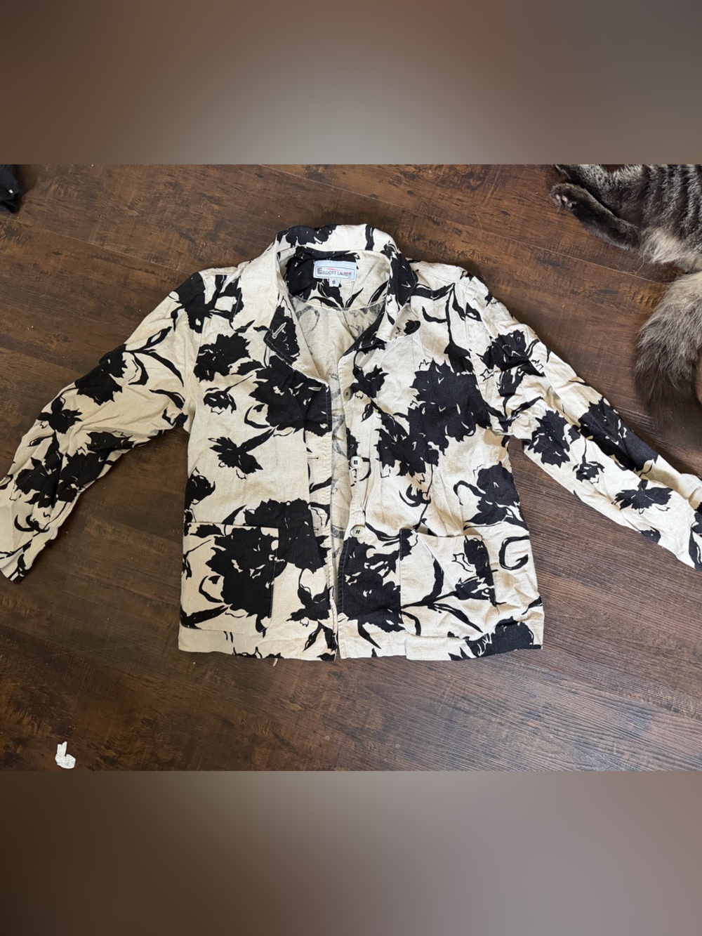 Elliott Lauren Beige Jacket with Black Floral Print